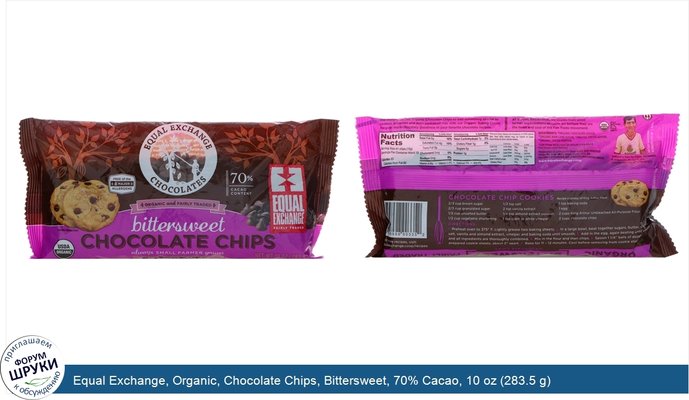 Equal Exchange, Organic, Chocolate Chips, Bittersweet, 70% Cacao, 10 oz (283.5 g)