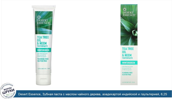 Desert Essence, Зубная паста с маслом чайного дерева, азадихартой индийской и гаультерией, 6,25 унции (176 г)