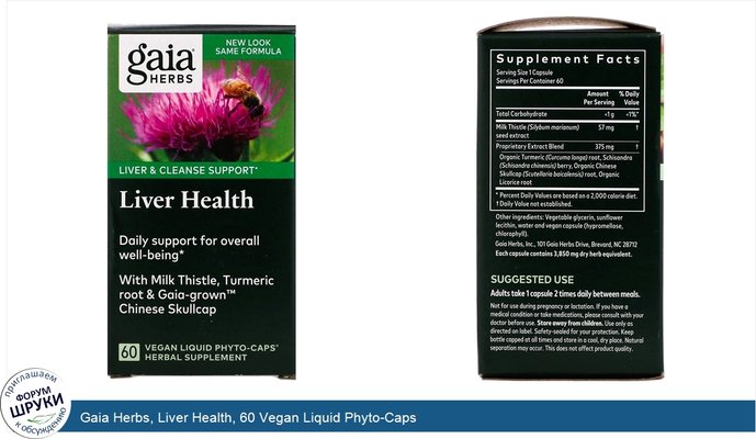 Gaia Herbs, Liver Health, 60 Vegan Liquid Phyto-Caps