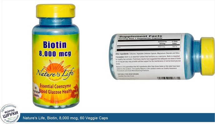 Nature\'s Life, Biotin, 8,000 mcg, 60 Veggie Caps