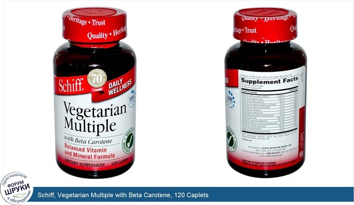 Schiff, Vegetarian Multiple with Beta Carotene, 120 Caplets