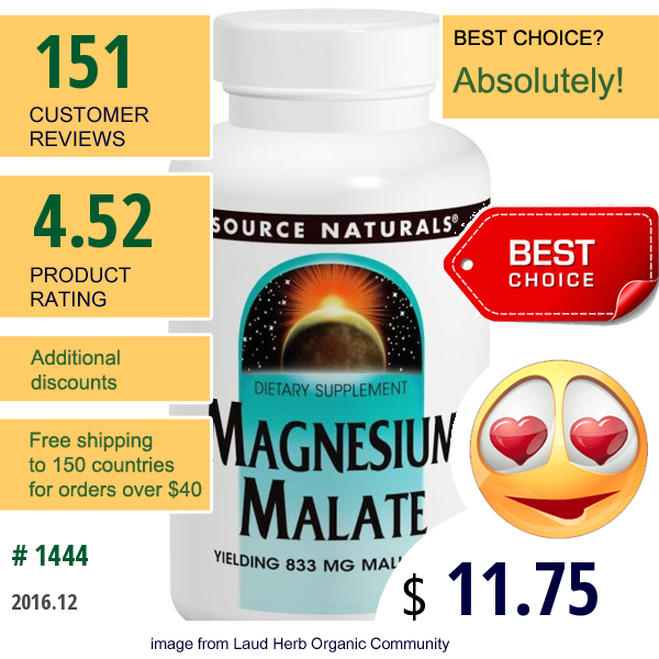 Source Naturals, Magnesium Malate, 180 Tablets