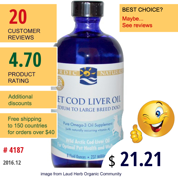 Nordic Naturals, Pet Cod Liver Oil, 8 Fl Oz (237 Ml)