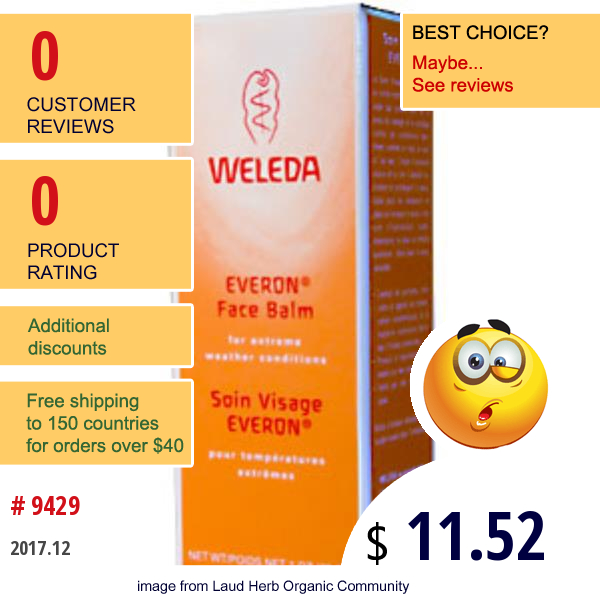 Weleda, Everon Face Balm, 1 Oz (28.3 G)  