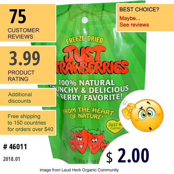 Karens Naturals, Just Strawberries, 0.35 Oz (10 G)   