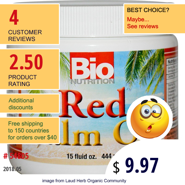 Bio Nutrition, Red Palm Oil, 15 Fl Oz (444 Ml)  