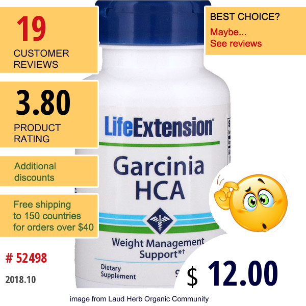 Life Extension, Garcinia Hca, 90 Vegetarian Capsules