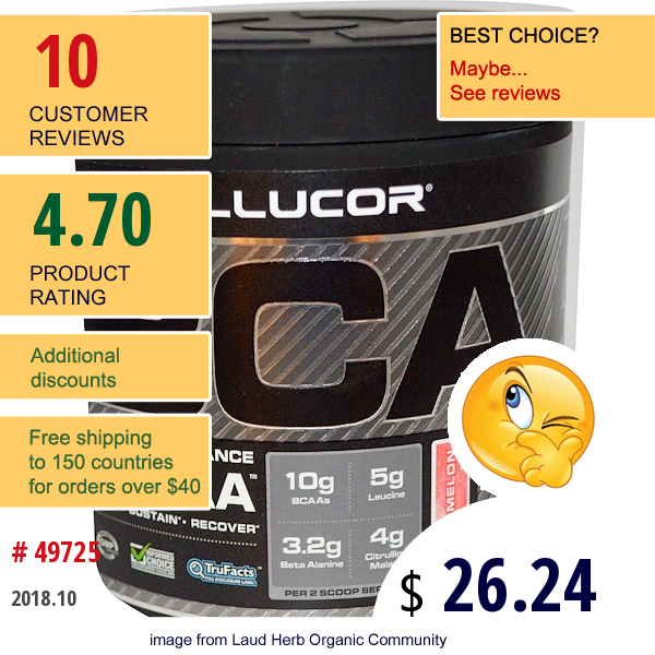 Cellucor, Cor-Performance, B-Bcaa, Watermelon, 0.76 Lbs (345 G)  