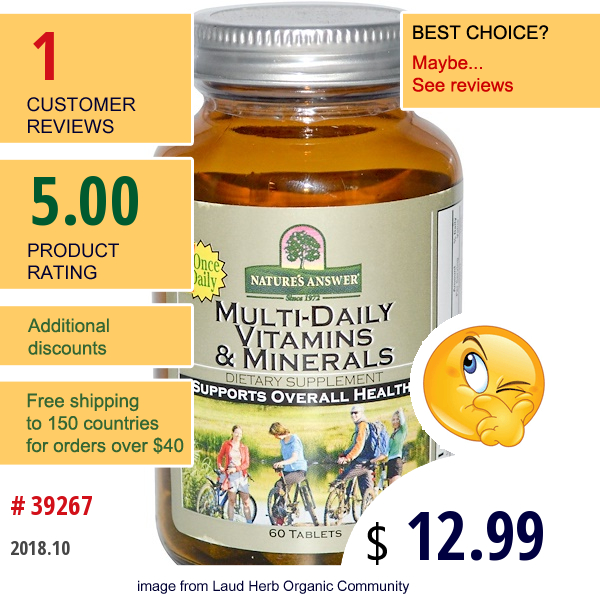 Natures Answer, Multi-Daily Vitamins & Minerals, 60 Tablets  