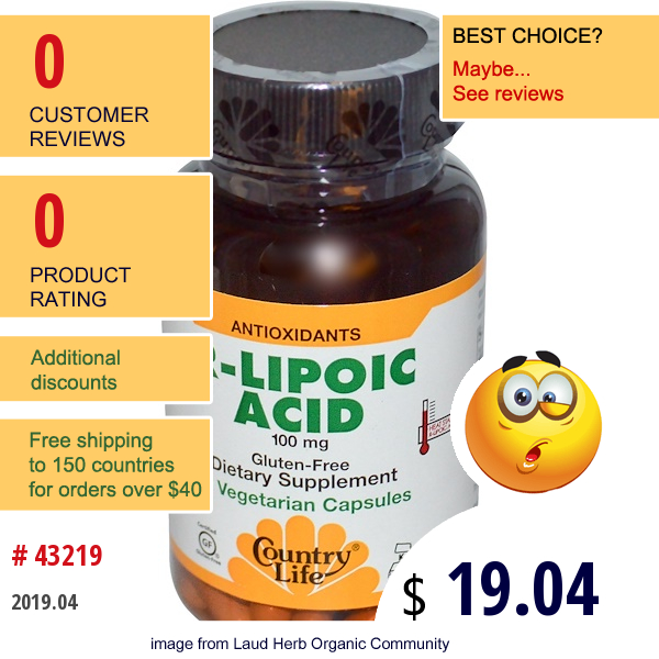 Country Life, R-Lipoic Acid, 100 Mg, 60 Veggie Caps  