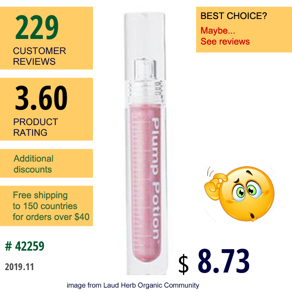 Physicians Formula, Plump Potion, Needle-Free Lip Plumping Cocktail, Pink Crystal Potion 2214, 0.1 Oz (3 G)