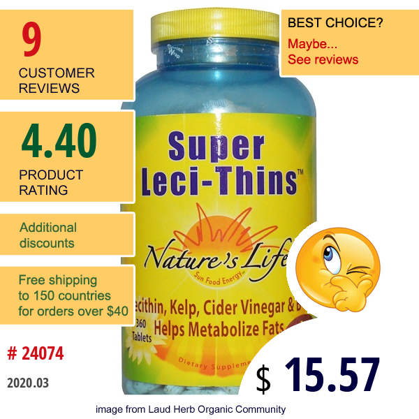 Nature'S Life, Super Leci-Thins, 360 Tablets  