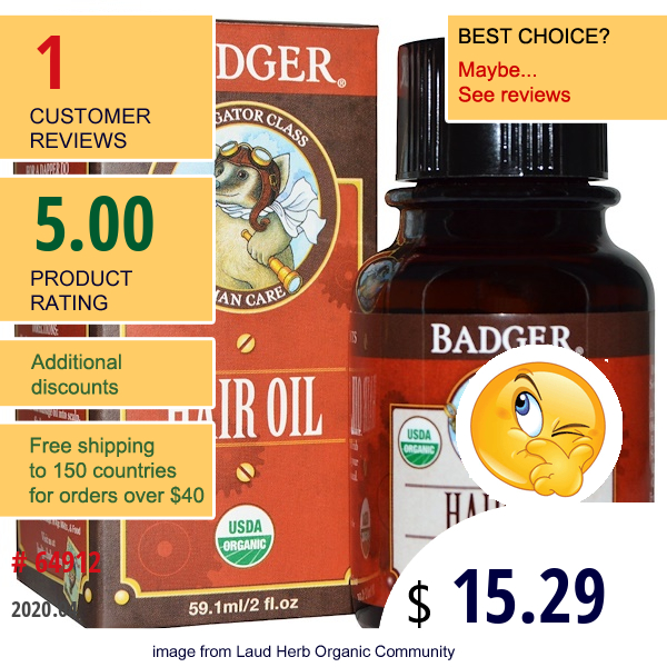 Badger Company, Navigator Class Man Care, Hair Oil, 2 Fl Oz (59.1 Ml)  