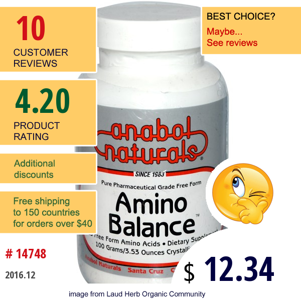 Anabol Naturals, Amino Balance, Crystalline Powder, 3.53 Oz (100 G)  