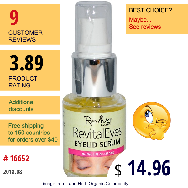 Reviva Labs, Revitaleyes, Eyelid Serum, 1 Fl Oz (29.5 Ml)  