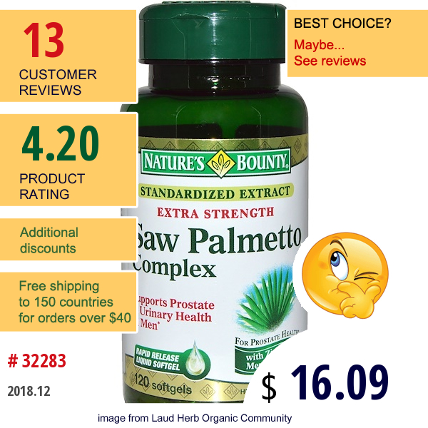 Natures Bounty, Saw Palmetto Complex, 120 Softgels  