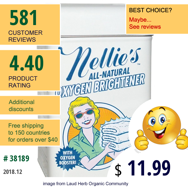 Nellies All-Natural, Oxygen Brightener, 2 Lbs (900 G)