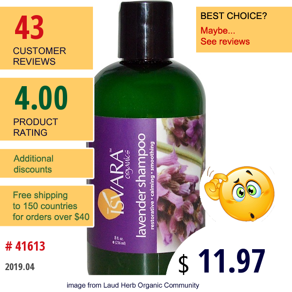 Isvara Organics, Shampoo, Lavender, 8 Fl Oz (236 Ml)  