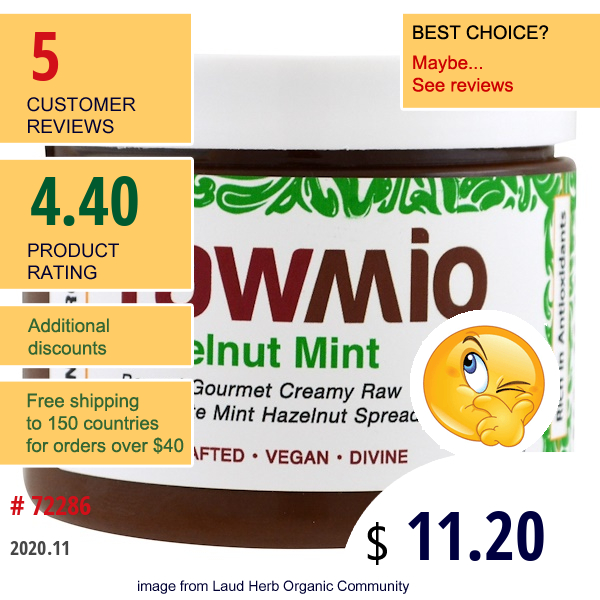 Rawmio, Organic, Hazelnut Mint, 6 Oz (170 G)  