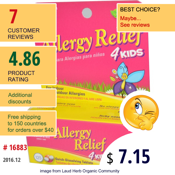 Hylands, Allergy Relief 4 Kids, 125 Quick-Dissolving Tablets  