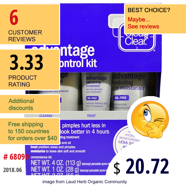 Clean & Clear, Advantage Acne Control Kit, 3 Piece Kit