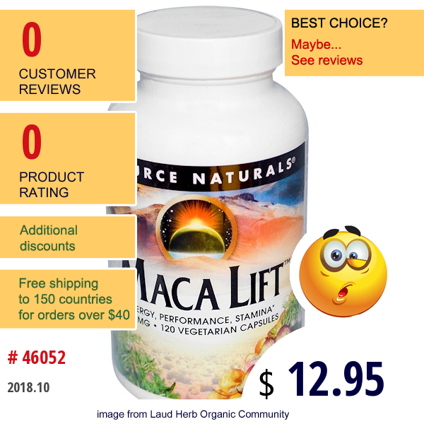 Source Naturals, Maca Lift, 600 Mg, 120 Veggie Caps  