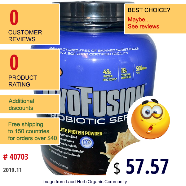 Gaspari Nutrition, Myofusion Probiotic Series, Elite Athlete Protein Powder, Cinnamon Roll, 5 Lbs (2268.0 G)  