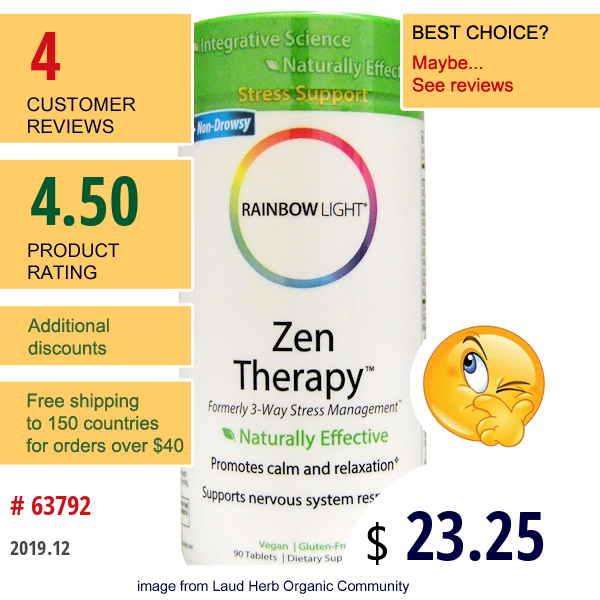 Rainbow Light, Zen Therapy, 90 Tablets  