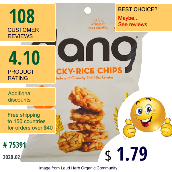 Dang, Sticky Rice Chips, Original Recipe, 0.7 Oz (20 G)  