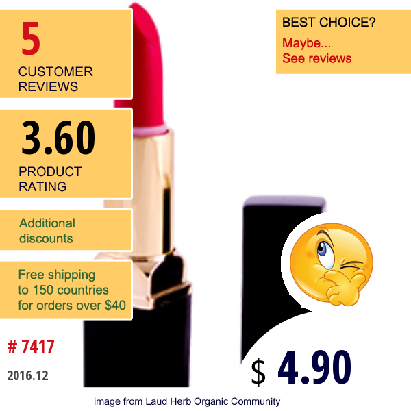 Reviva Labs, Red Delicious, Natural Lipstick  