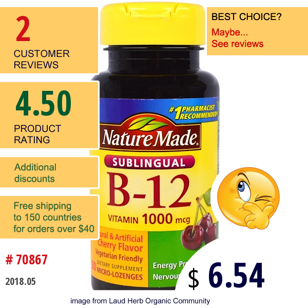 Nature Made, Sublingual B-12, 1000 Mcg, 50 Micro - Lozenges