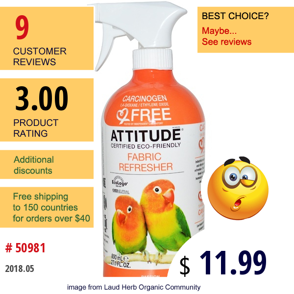 Attitude, Fabric Refresher, Passion, 27.1 Fl Oz (800 Ml)  