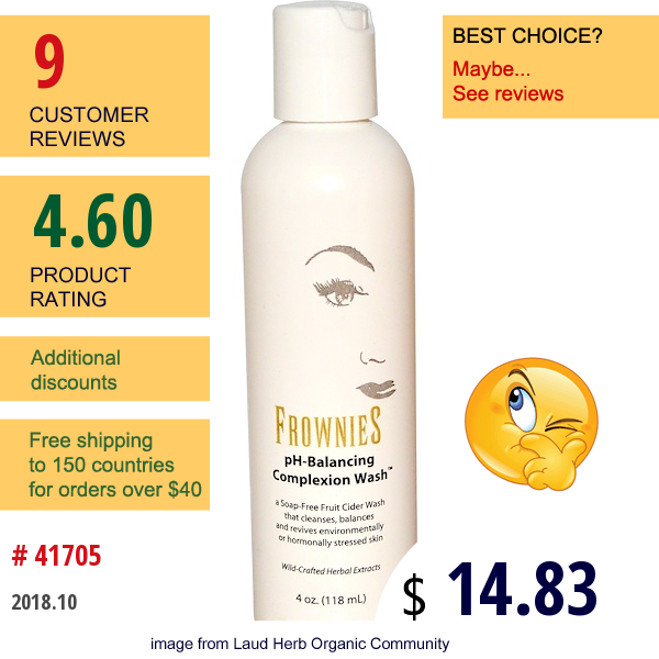 Frownies, Ph-Balancing Complexion Wash, 4 Oz (118 Ml)  