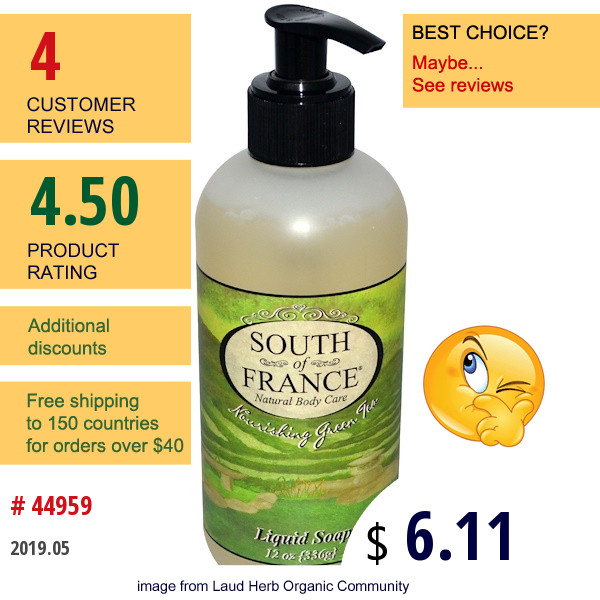 South Of France, Liquid Soap, Nourishing Green Tea, 12 Oz (336 G)  