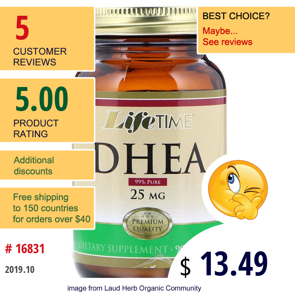 Lifetime Vitamins, Dhea, 25 Mg, 90 Capsules