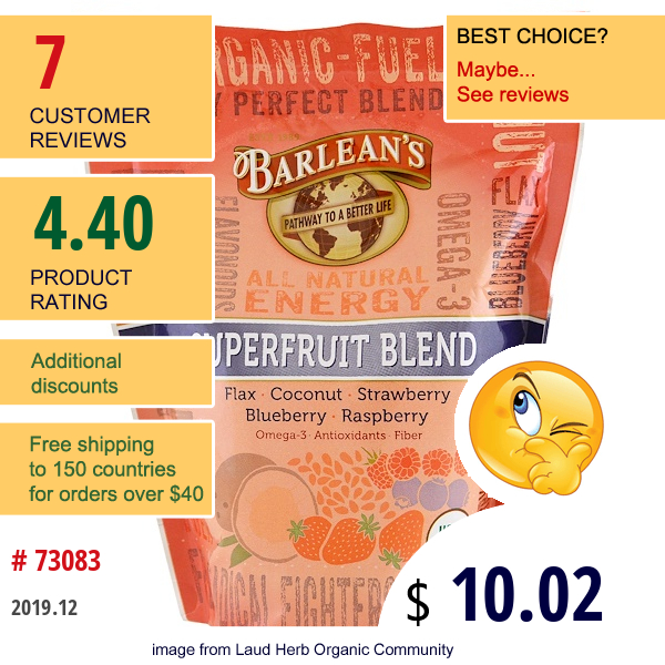 Barlean'S, Organic Superfruit Blend, 12 Oz (340 G)  