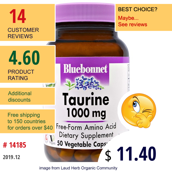 Bluebonnet Nutrition, Taurine, 1,000 Mg, 50 Veggie Caps