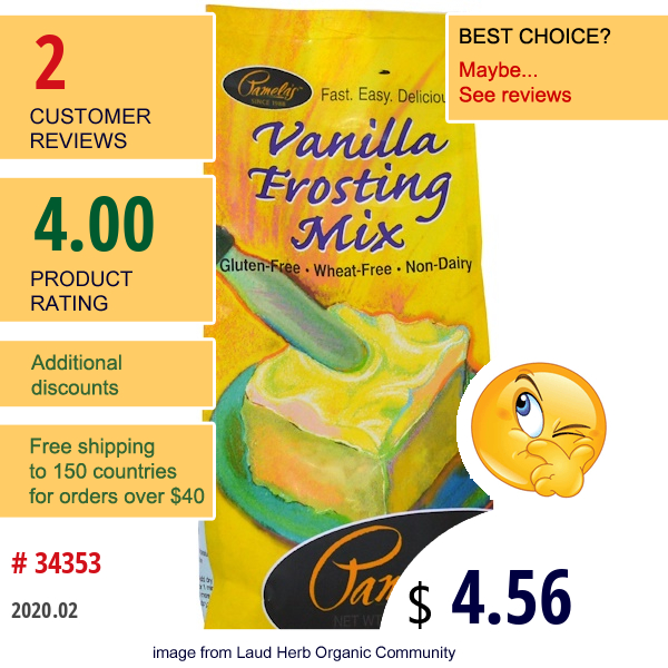 Pamela'S Products, Vanilla Frosting Mix, 12 Oz (340 G)  