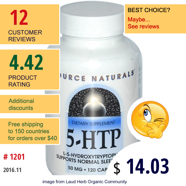 Source Naturals, 5-Htp, 50 Mg, 120 Capsules