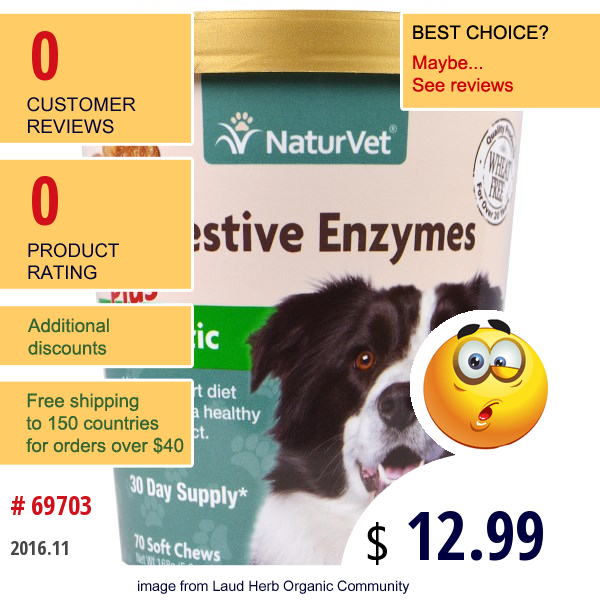 Naturvet, Digestive Enzymes, Plus Probiotic, 70 Soft Chews