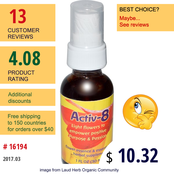 Flower Essence Services, Activ-8, Flower Essence & Essential Oil, 1 Fl Oz (30 Ml)