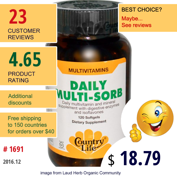 Country Life, Daily Multi-Sorb, 120 Softgels  