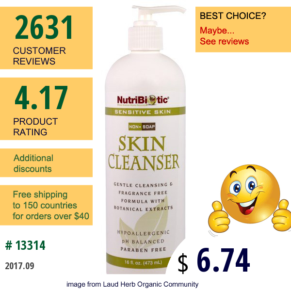 Nutribiotic, Non-Soap Skin Cleanser, Fragrance Free, 16 Fl Oz (473 Ml)