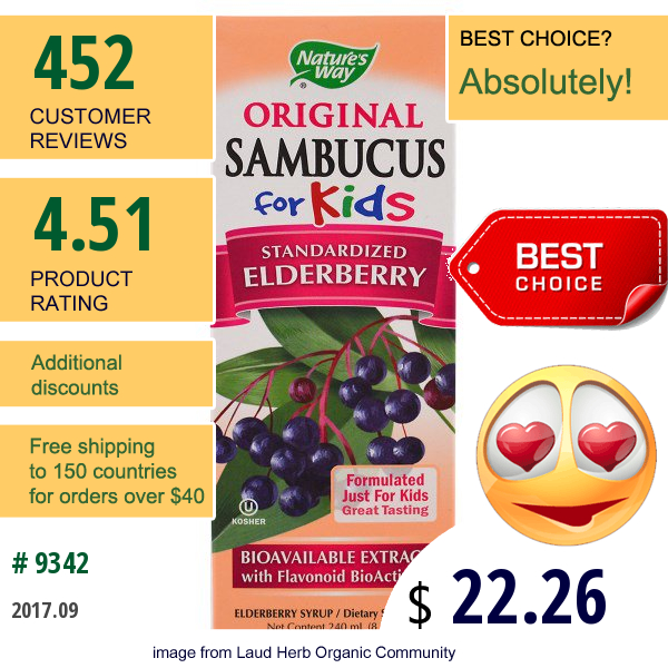 Natures Way, Original Sambucus For Kids, Elderberry , 8 Fl Oz (240 Ml)