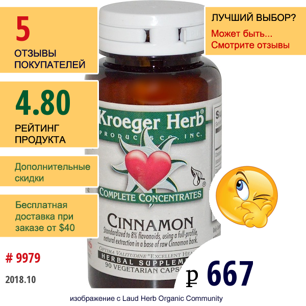 Kroeger Herb Co, Complete Concentrates, Концентрат Корицы, 90 Вегетарианских Капсул  