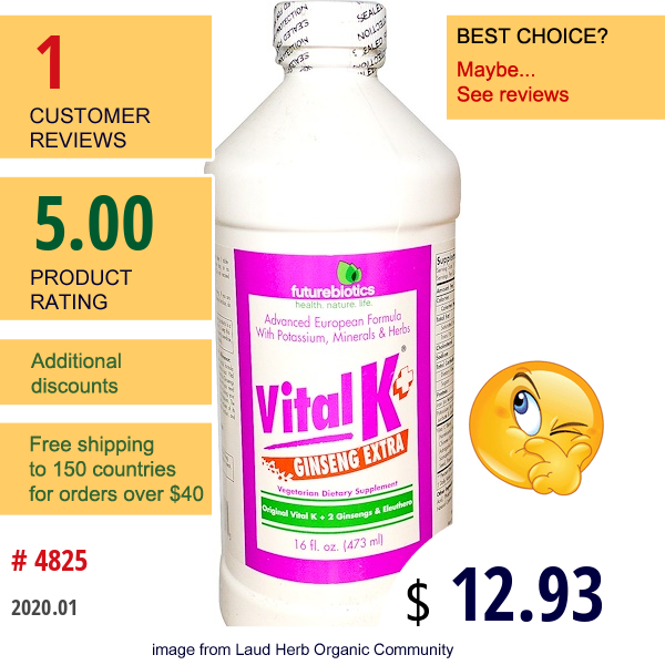 Futurebiotics, Vital K+, Ginseng Extra, 16 Fl Oz (473 Ml)  