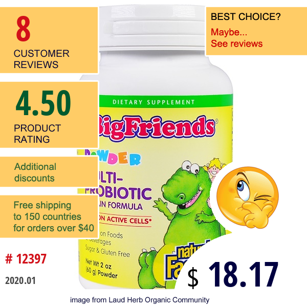 Natural Factors, Bigfriends, Multi-Probiotic, Powder, 2 Oz (60 G)  