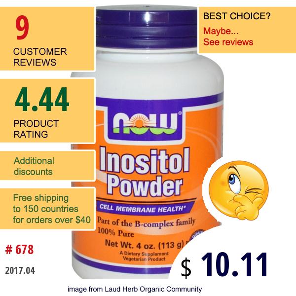 Now Foods, Inositol Powder, 4 Oz (113 G)