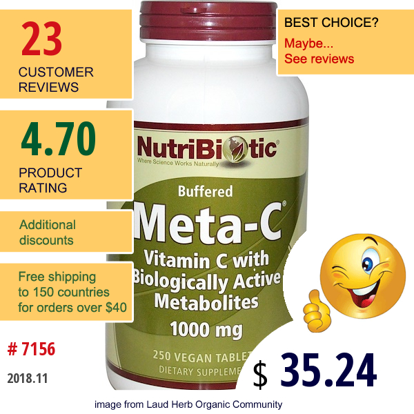 Nutribiotic, Meta-C, 1000 Mg, 250 Vegan Tablets