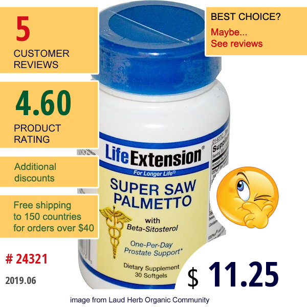 Life Extension, Super Saw Palmetto, 30 Softgels  